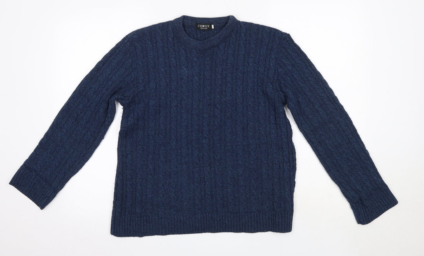 Choice Collection Womens Blue Round Neck  Acrylic Pullover Jumper Size S