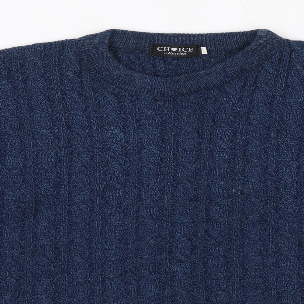 Choice Collection Womens Blue Round Neck  Acrylic Pullover Jumper Size S