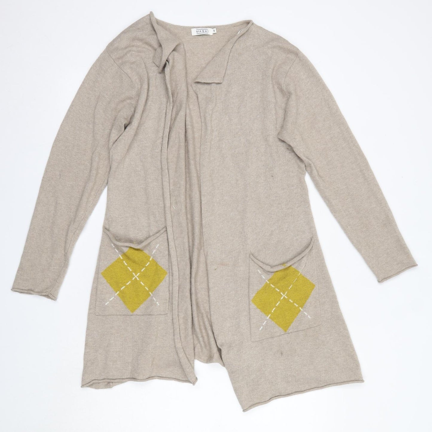 Masai Womens Brown V-Neck  Acrylic Cardigan Jumper Size S