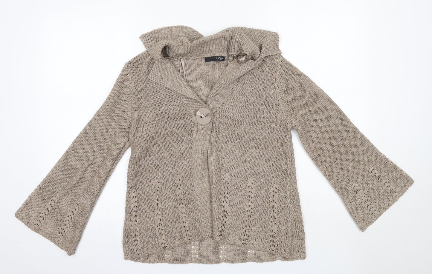 George Womens Brown V-Neck  Acrylic Cardigan Jumper Size 10