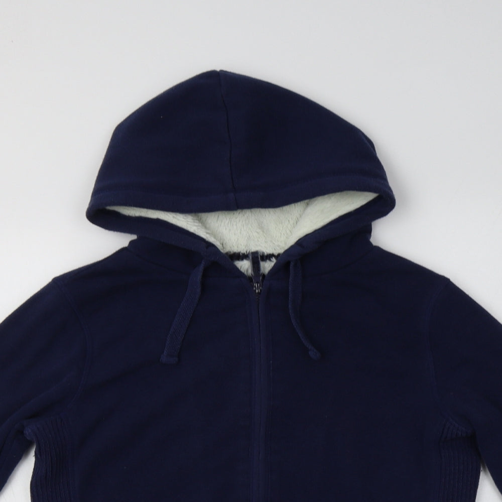 Primark Womens Blue  Cotton Full Zip Hoodie Size 14  Zip - Fluffy Lining