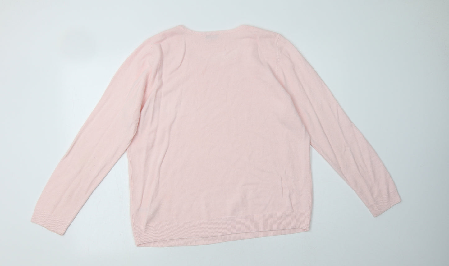 BHS Womens Pink Crew Neck  Acrylic Pullover Jumper Size 18
