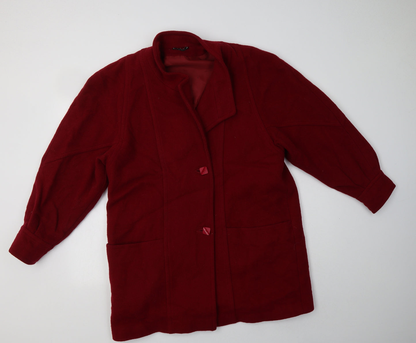 Made In England Womens Red   Pea Coat Blazer Size 16  Button