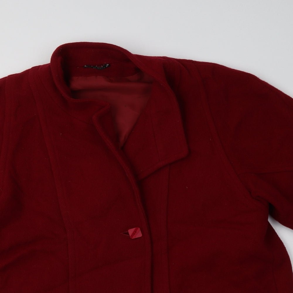 Made In England Womens Red   Pea Coat Blazer Size 16  Button