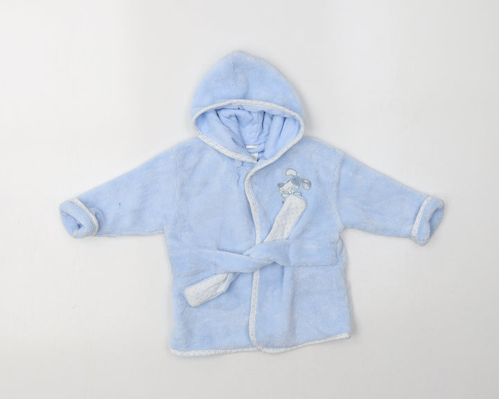 Preworn Baby Blue Solid Polyester Kimono Robe Size 6-9 Months