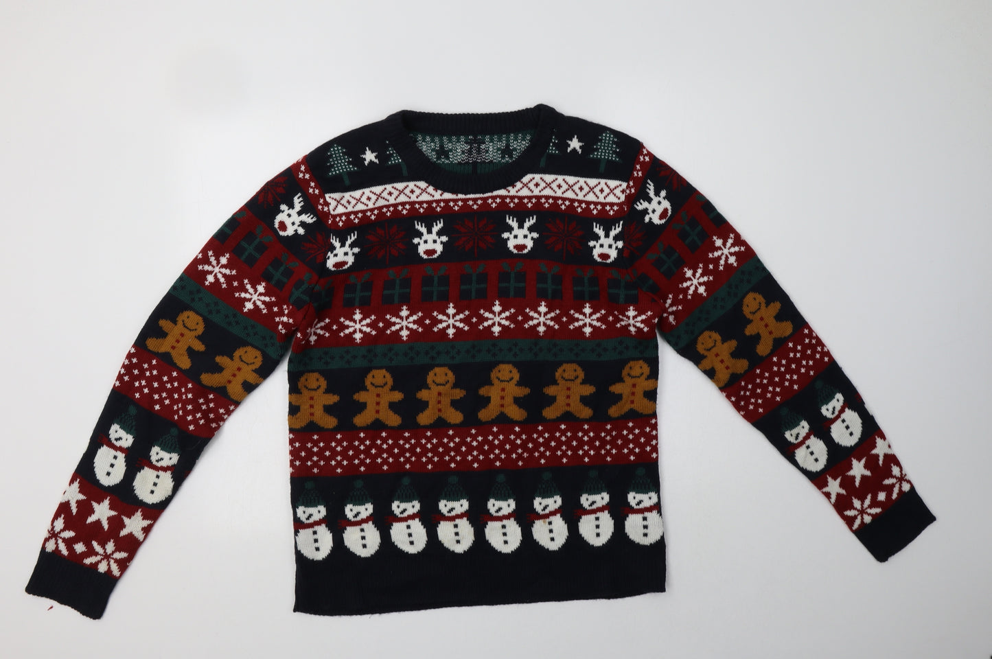 Nutmeg Mens Multicoloured Crew Neck Fair Isle Acrylic Pullover Jumper Size M   - Christmas Jumper