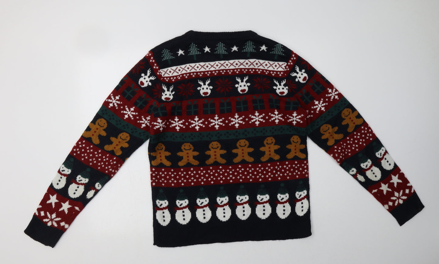 Nutmeg Mens Multicoloured Crew Neck Fair Isle Acrylic Pullover Jumper Size M   - Christmas Jumper