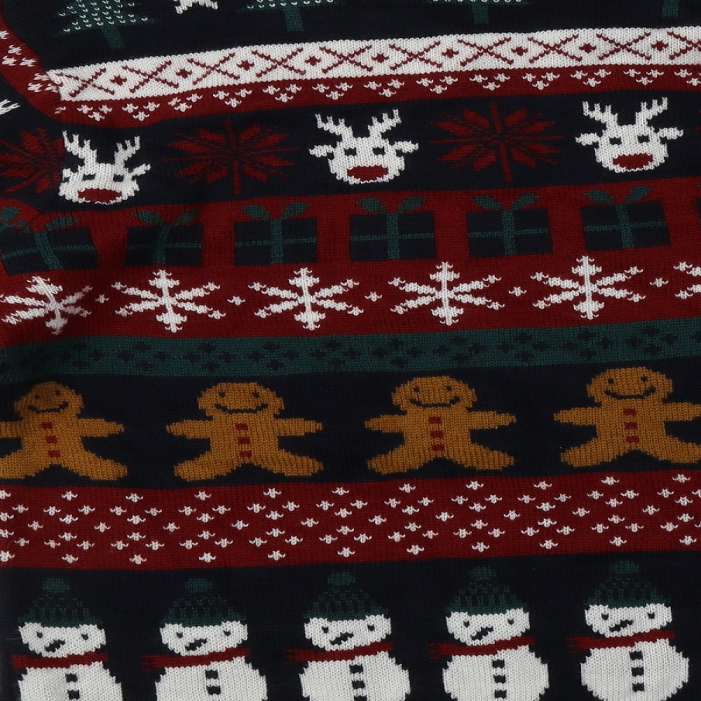 Nutmeg Mens Multicoloured Crew Neck Fair Isle Acrylic Pullover Jumper Size M   - Christmas Jumper
