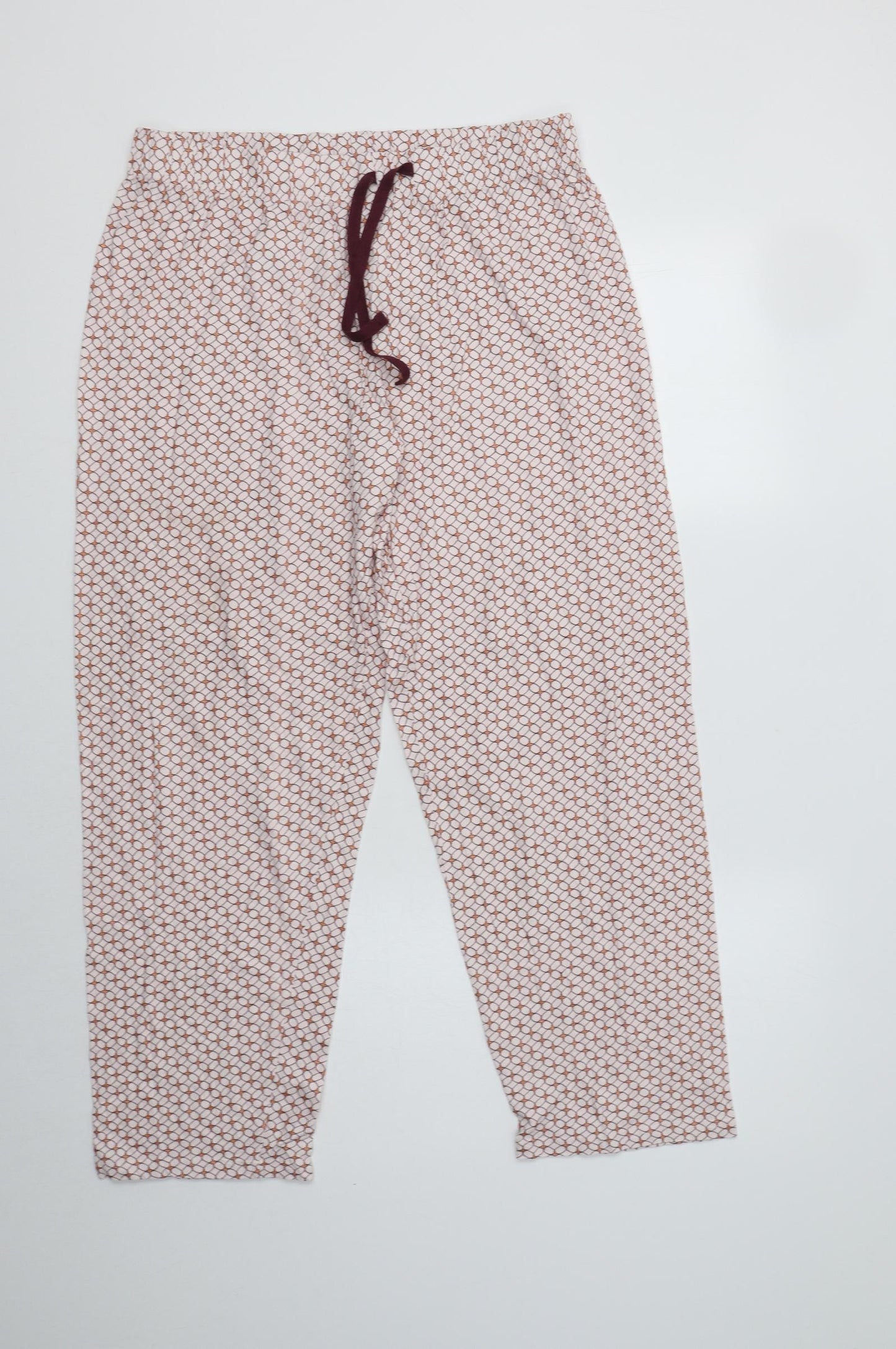 Primark Womens Pink Geometric Cotton  Pyjama Pants Size M  Drawstring