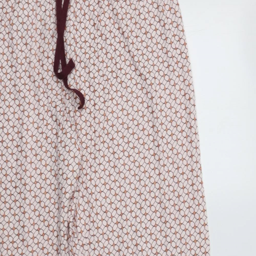 Primark Womens Pink Geometric Cotton  Pyjama Pants Size M  Drawstring