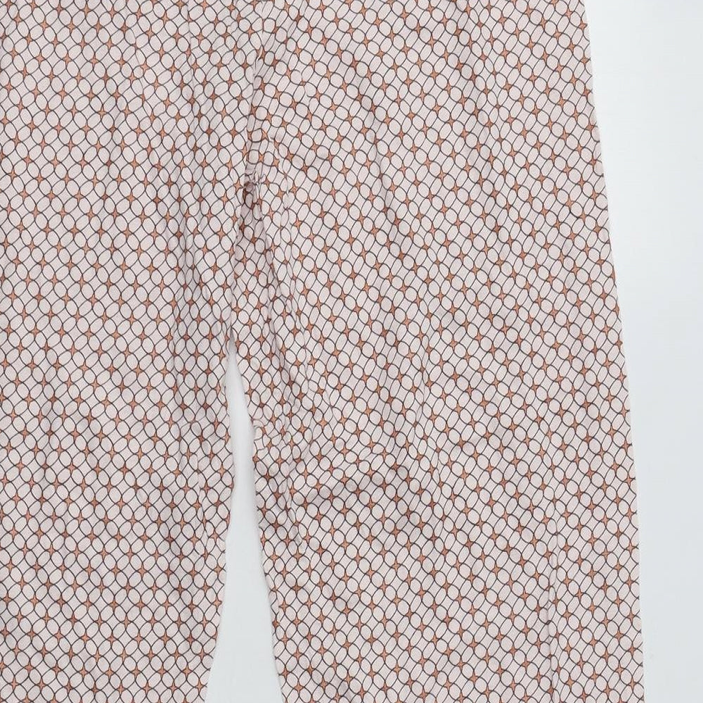 Primark Womens Pink Geometric Cotton  Pyjama Pants Size M  Drawstring
