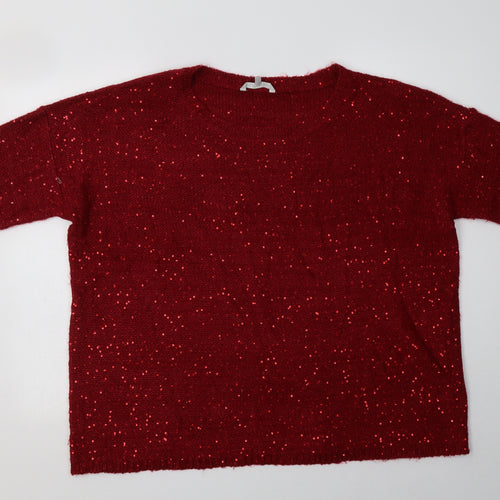 Pebble Bay Womens Red Crew Neck  Acrylic Pullover Jumper Size XL