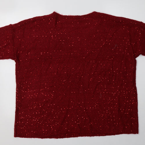 Pebble Bay Womens Red Crew Neck  Acrylic Pullover Jumper Size XL