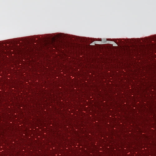 Pebble Bay Womens Red Crew Neck  Acrylic Pullover Jumper Size XL