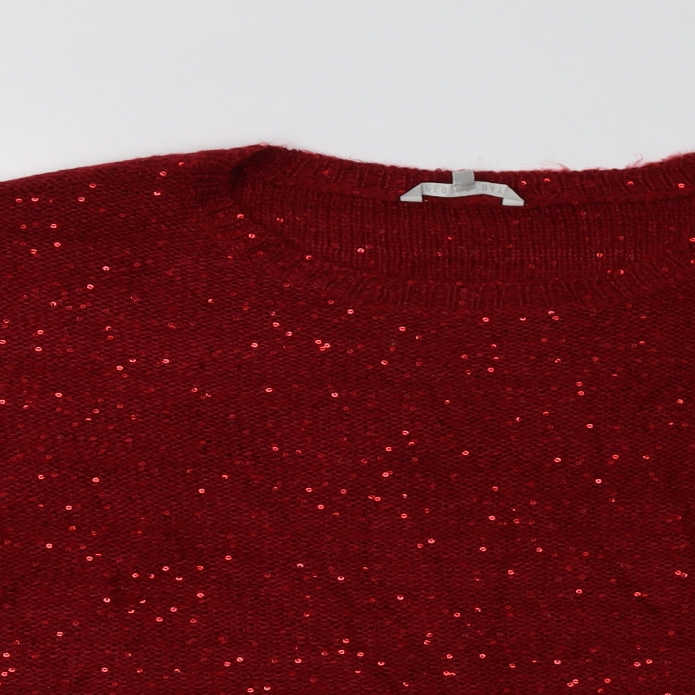 Pebble Bay Womens Red Crew Neck  Acrylic Pullover Jumper Size XL