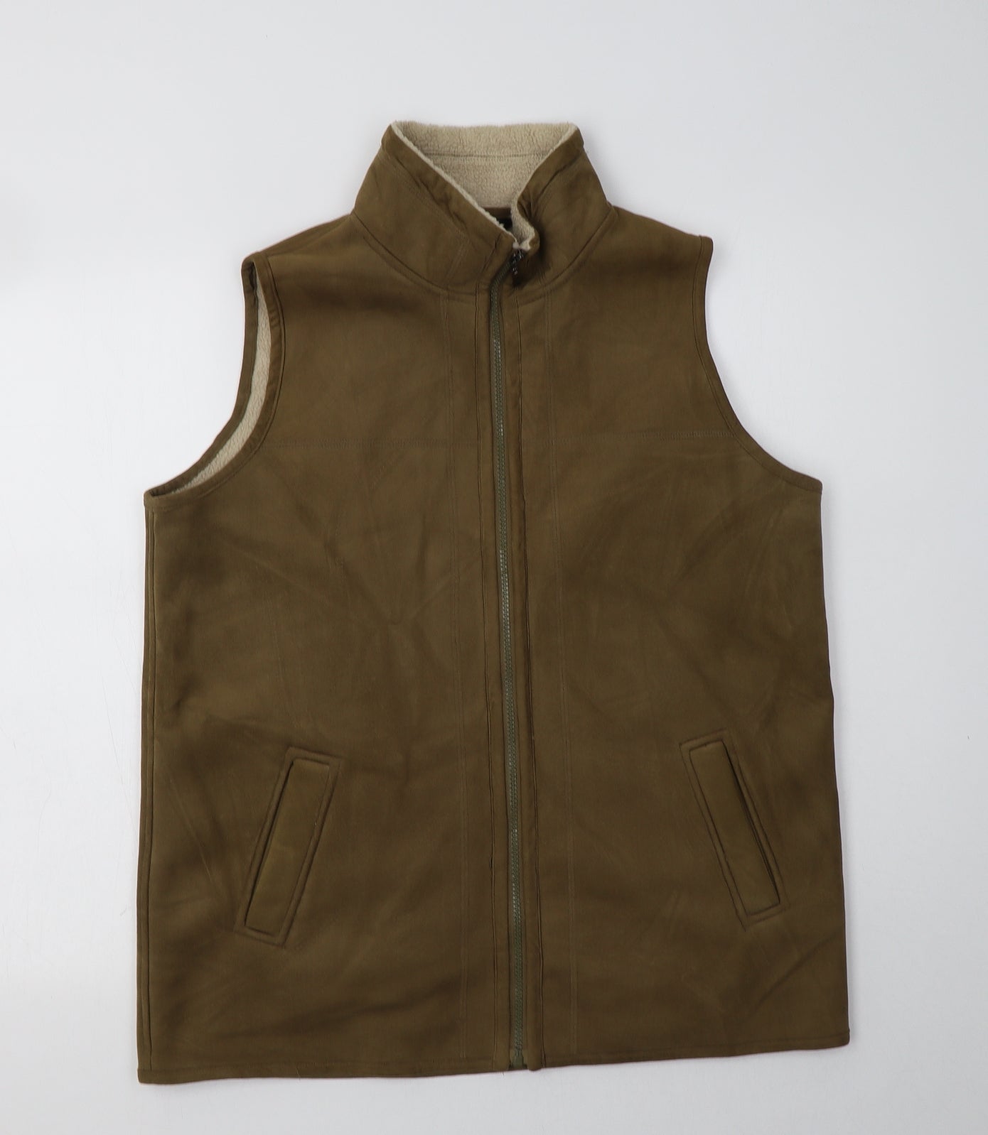 bREAK Mens Beige   Gilet Waistcoat Size M  Zip