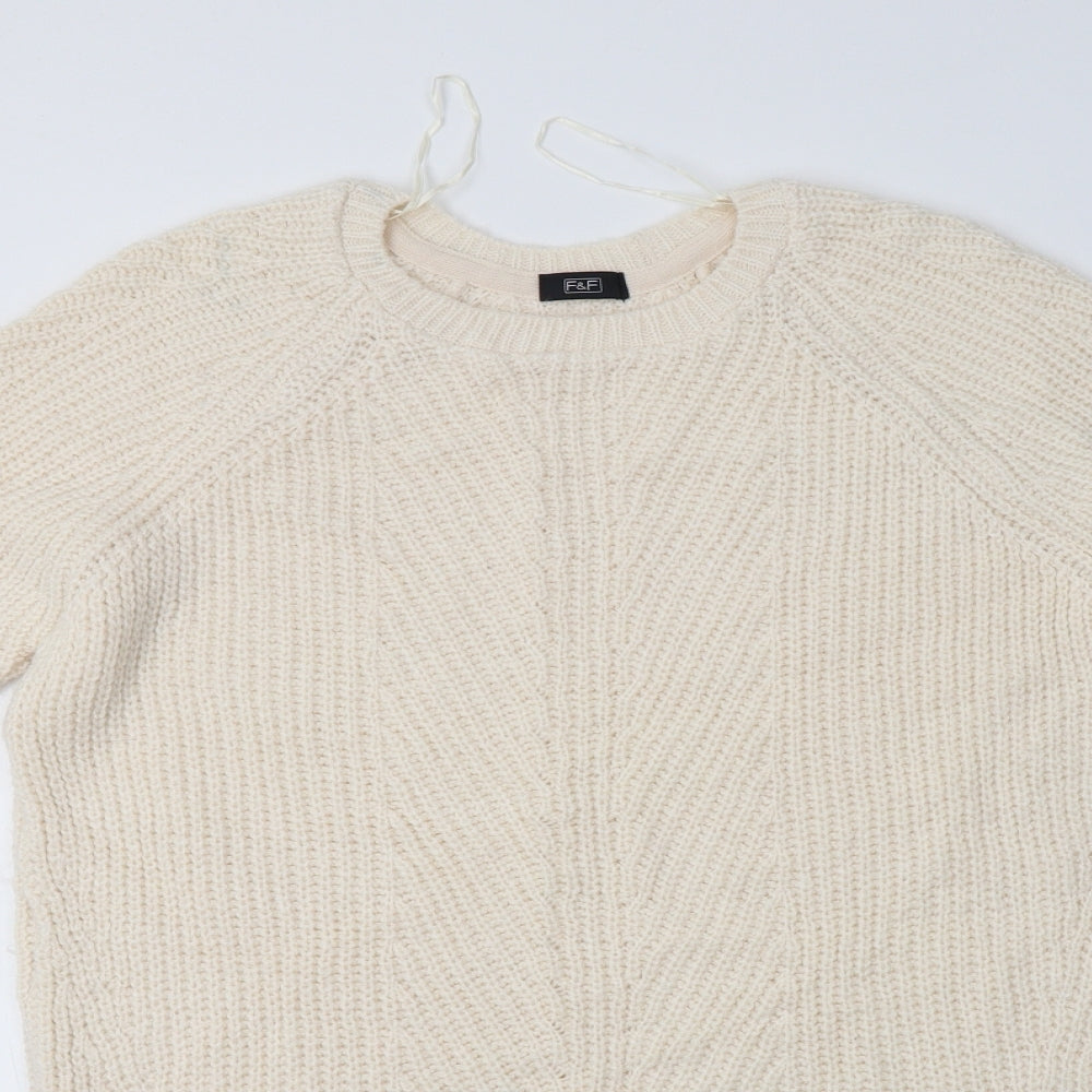 F&F Womens Ivory  Acrylic Jumper Dress  Size 8  Crew Neck