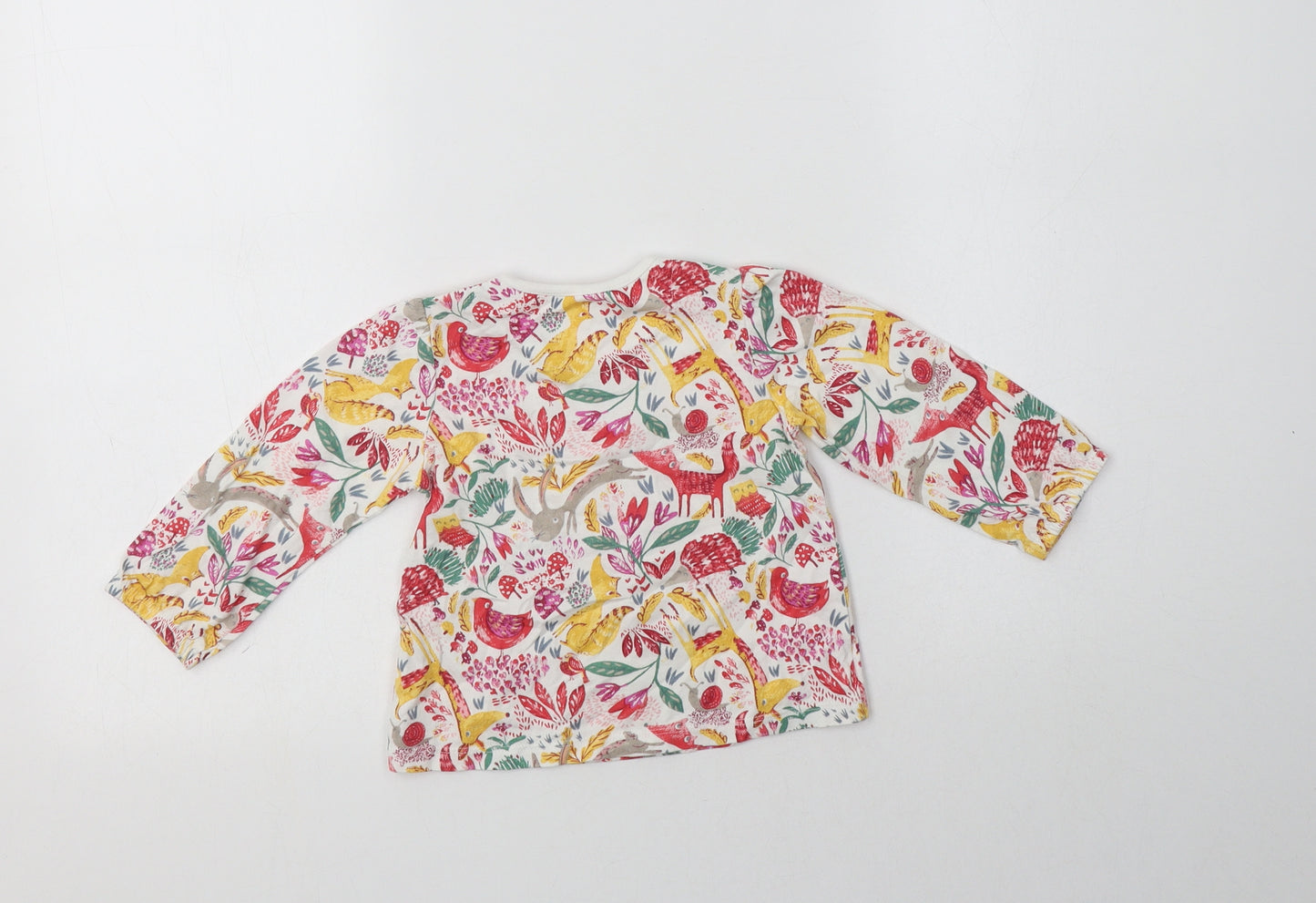 Nutmeg Baby Multicoloured Floral Cotton Basic Blouse Size 12-18 Months Crew Neck Snap