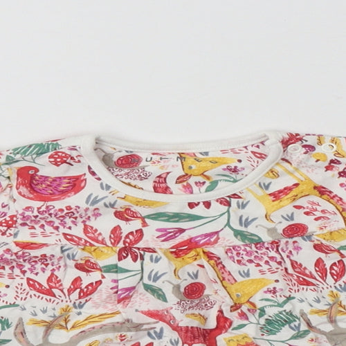 Nutmeg Baby Multicoloured Floral Cotton Basic Blouse Size 12-18 Months Crew Neck Snap