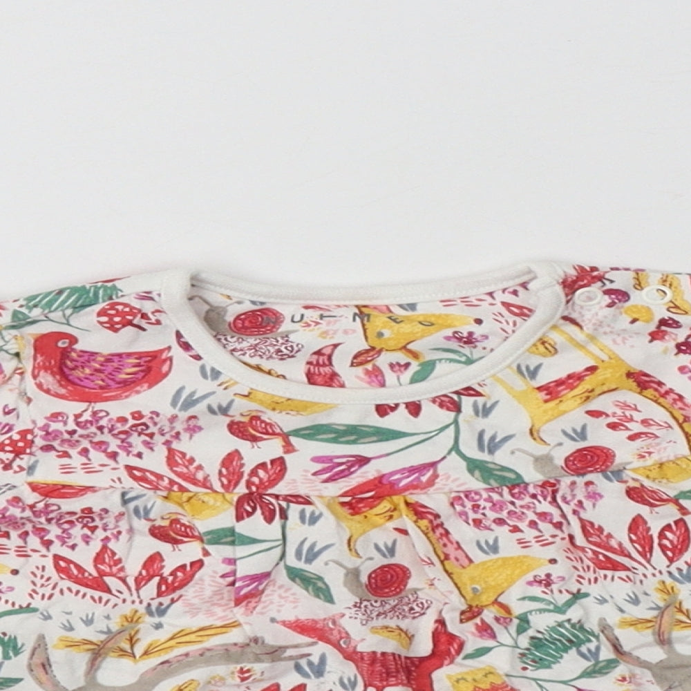 Nutmeg Baby Multicoloured Floral Cotton Basic Blouse Size 12-18 Months Crew Neck Snap
