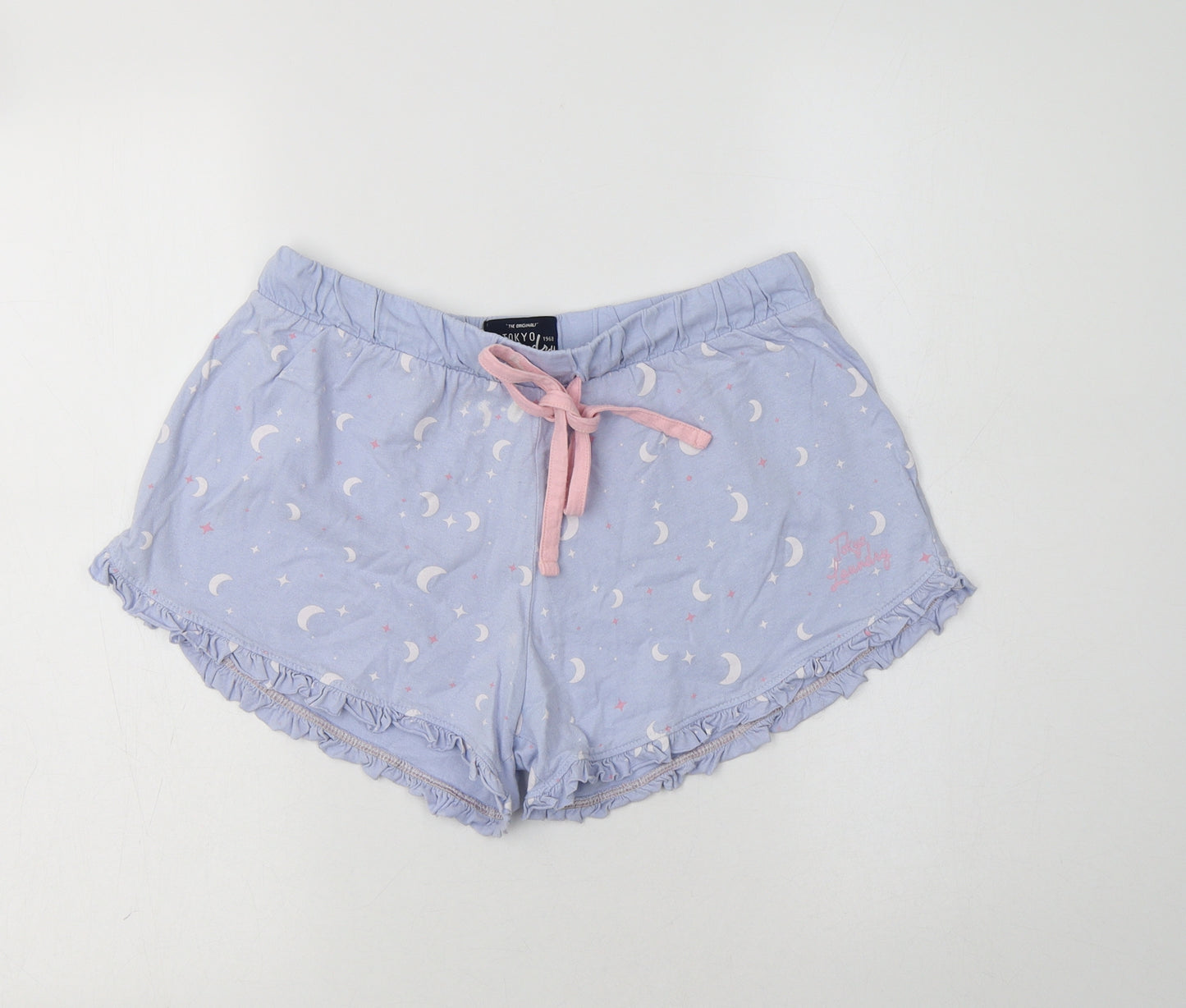 Tokyo Laundry Womens Blue Geometric Cotton  Pyjama Pants Size S  Drawstring - Moon & Stars Print