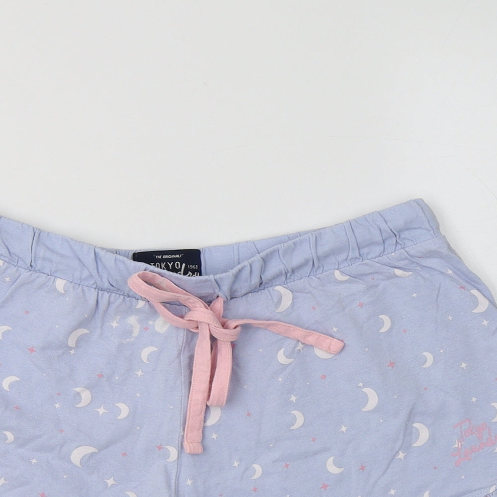 Tokyo Laundry Womens Blue Geometric Cotton  Pyjama Pants Size S  Drawstring - Moon & Stars Print