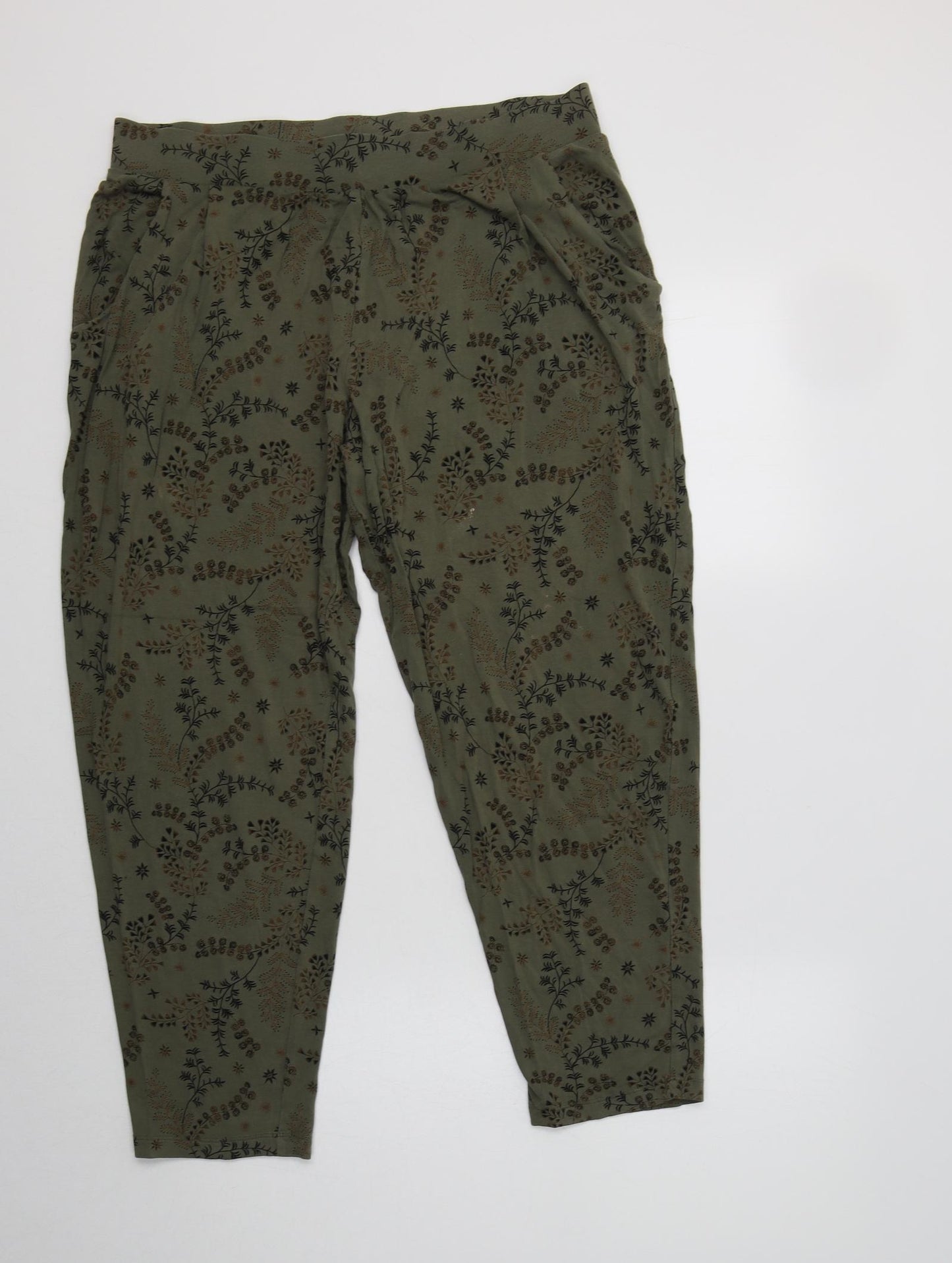 M&S Womens Green Floral Viscose  Pyjama Pants Size 14