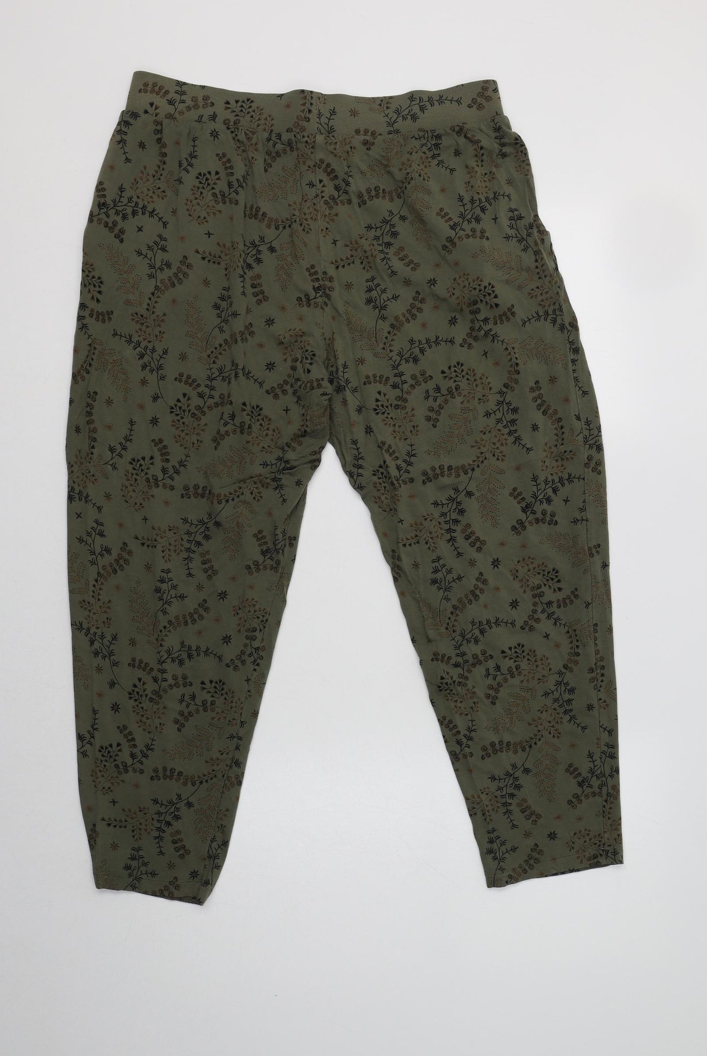 M&S Womens Green Floral Viscose  Pyjama Pants Size 14