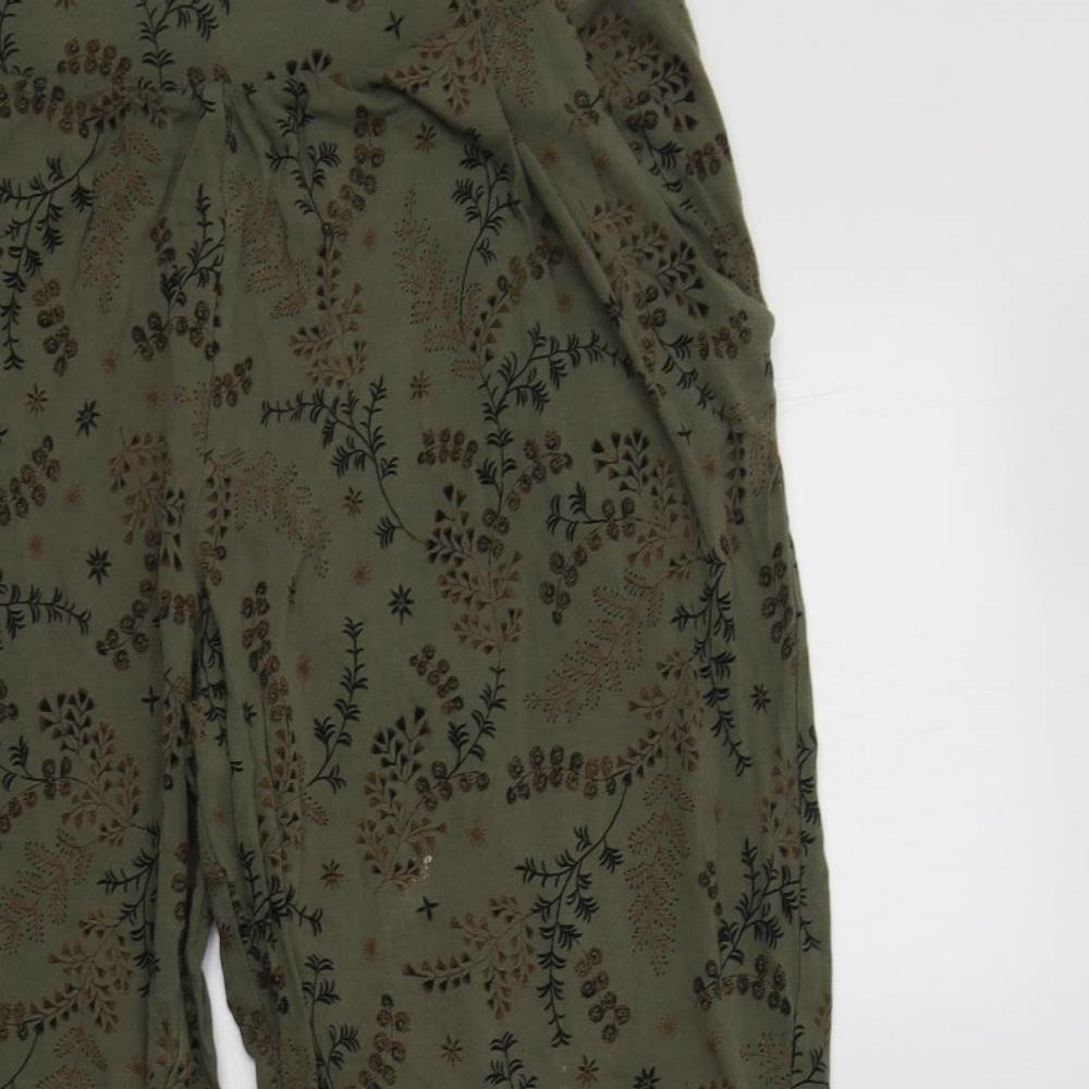 M&S Womens Green Floral Viscose  Pyjama Pants Size 14