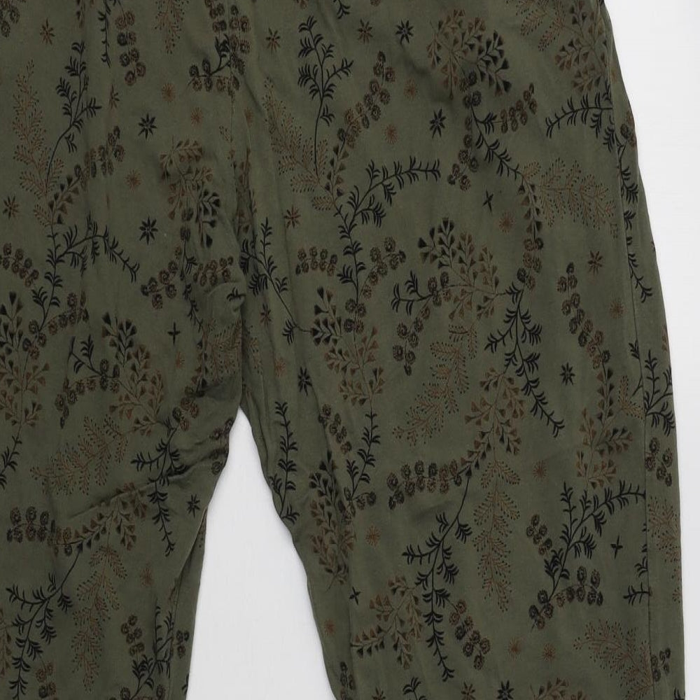 M&S Womens Green Floral Viscose  Pyjama Pants Size 14