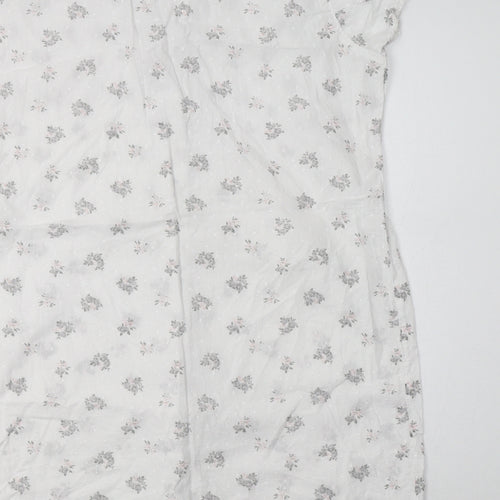 BHS Womens White Floral Cotton Chemise Dress Size 12  Button