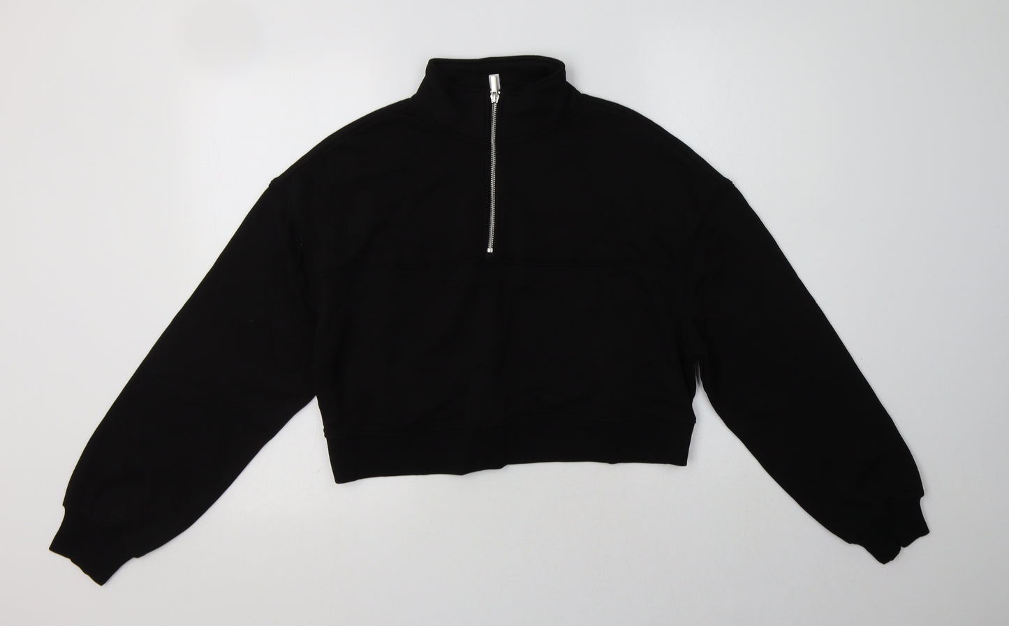 H&M Womens Black  Cotton Henley Hoodie Size M  Zip