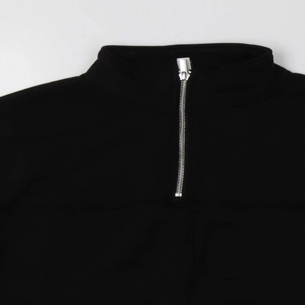 H&M Womens Black  Cotton Henley Hoodie Size M  Zip