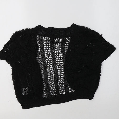 Quiz Womens Black V-Neck Floral Viscose Shrug Jumper Size M