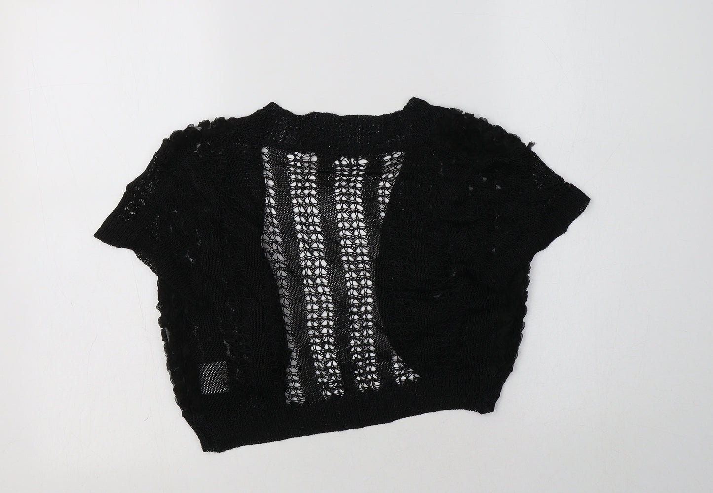 Quiz Womens Black V-Neck Floral Viscose Shrug Jumper Size M