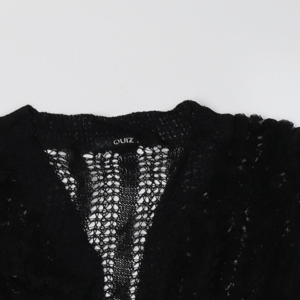 Quiz Womens Black V-Neck Floral Viscose Shrug Jumper Size M