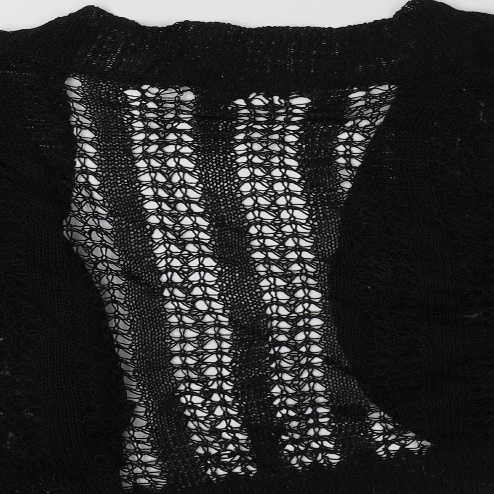 Quiz Womens Black V-Neck Floral Viscose Shrug Jumper Size M
