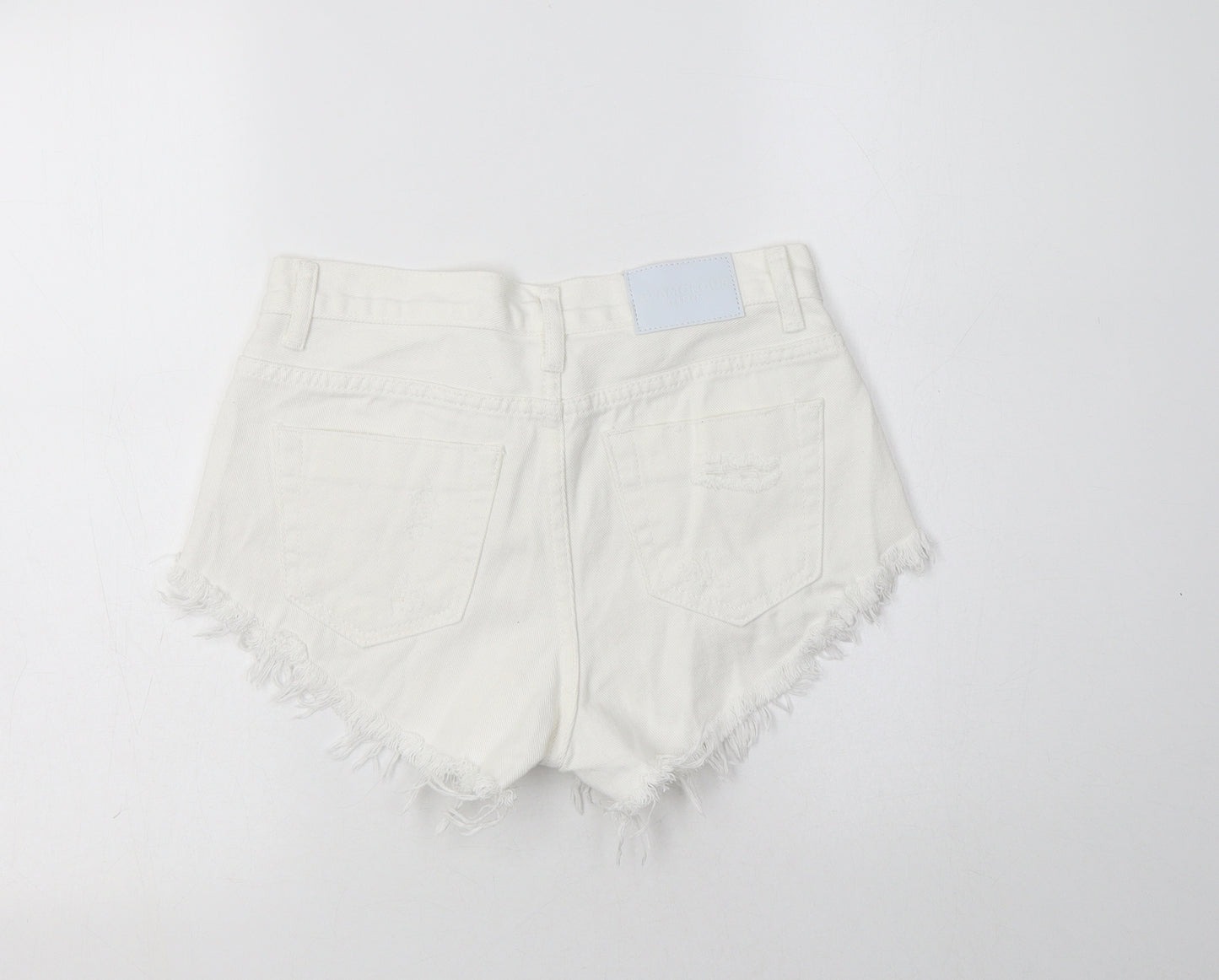 Glamorous Womens White  Cotton Hot Pants Shorts Size 8 L3 in Regular Button