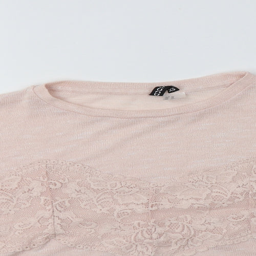 H&M Womens Pink Crew Neck  Polyester Henley Jumper Size XS   - Lace Detail