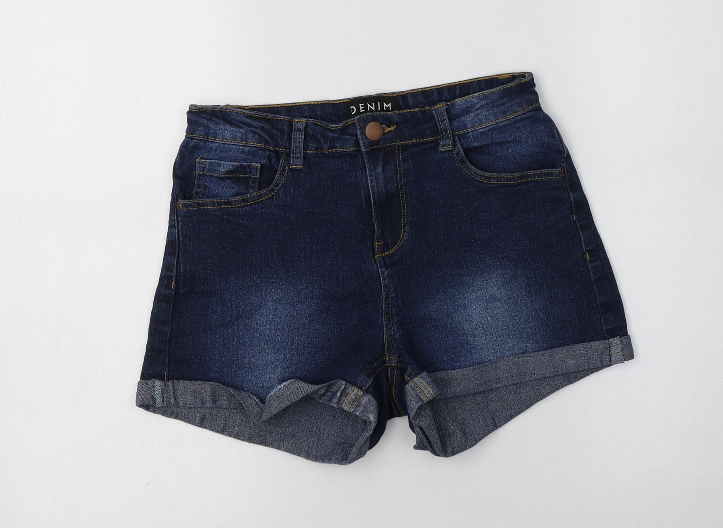 Peacocs Womens Blue  Cotton Hot Pants Shorts Size 8 L3 in Regular Button