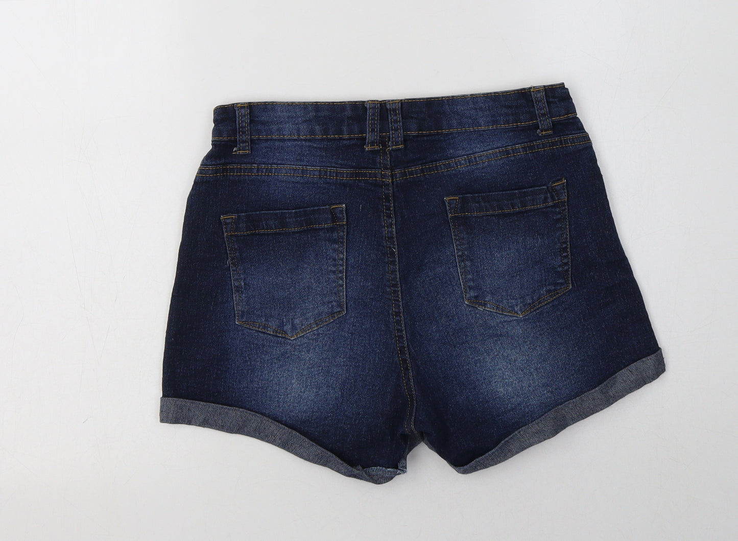 Peacocs Womens Blue  Cotton Hot Pants Shorts Size 8 L3 in Regular Button