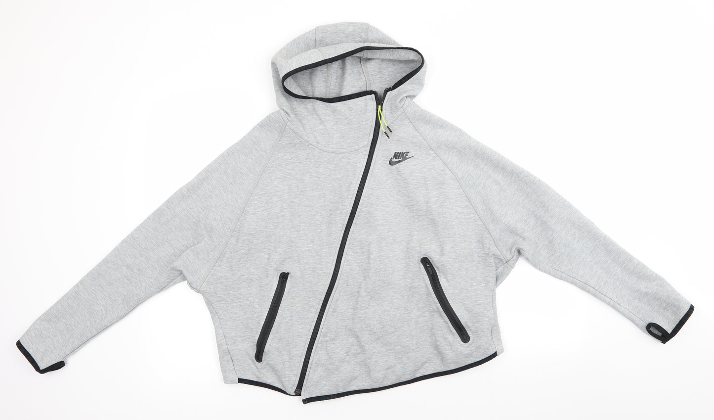 Nike Mens Grey  Cotton Full Zip Hoodie Size L   - Diagonal zip Zipped pockets