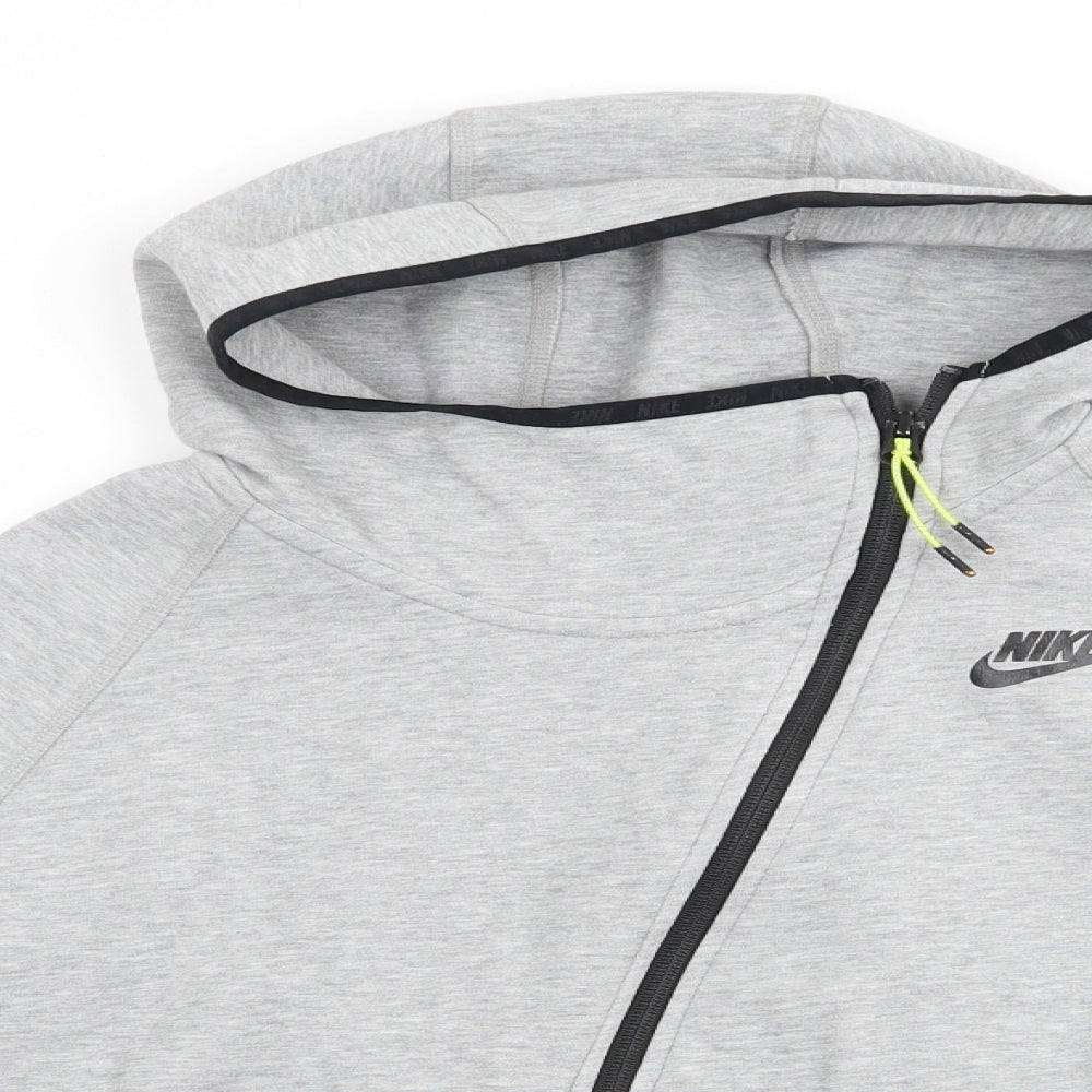 Nike Mens Grey  Cotton Full Zip Hoodie Size L   - Diagonal zip Zipped pockets