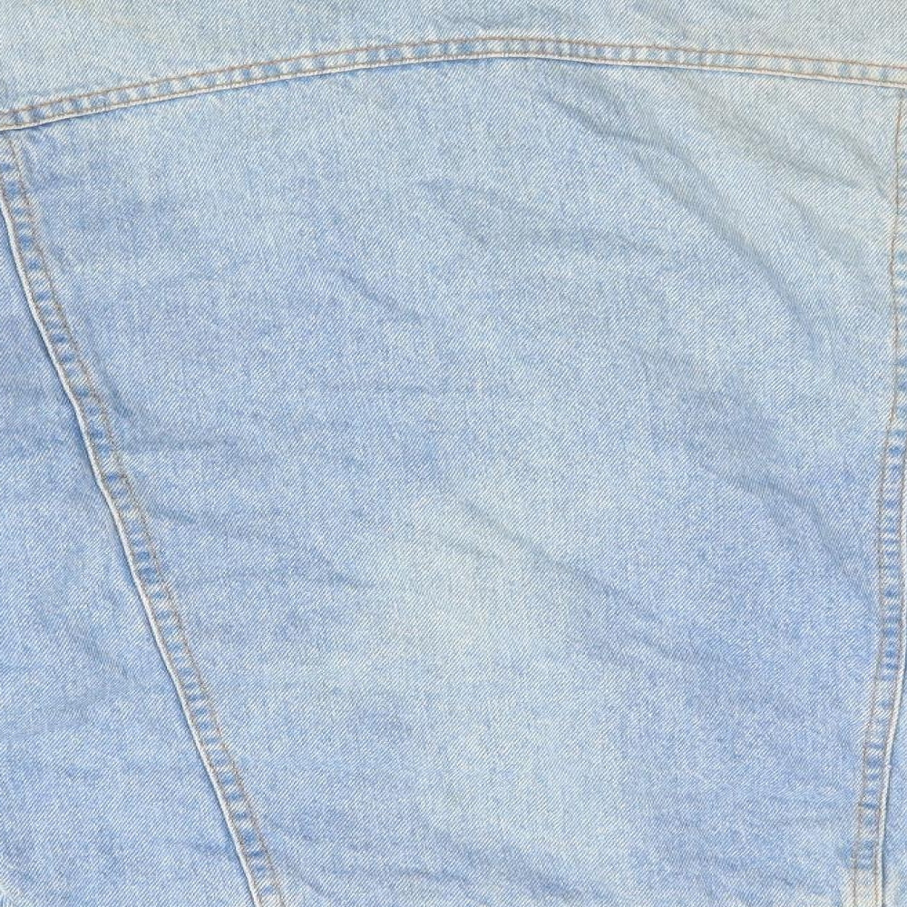 Lee Mens Blue   Motorcycle Jacket Coat Size S  Button - Faux Sheep Fur lined Denim Jacket