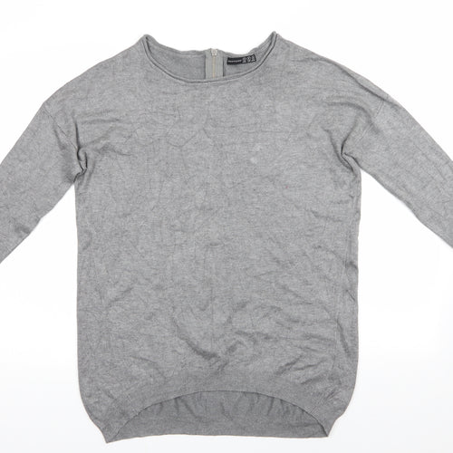 Atmosphere Womens Grey Round Neck  Viscose Pullover Jumper Size S   - Back Zip Mid Grey