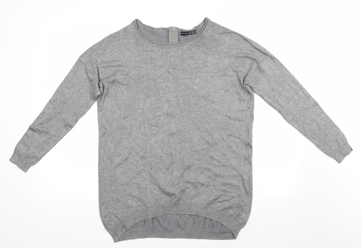 Atmosphere Womens Grey Round Neck Viscose Pullover Jumper Size S - Back Zip Mid Grey