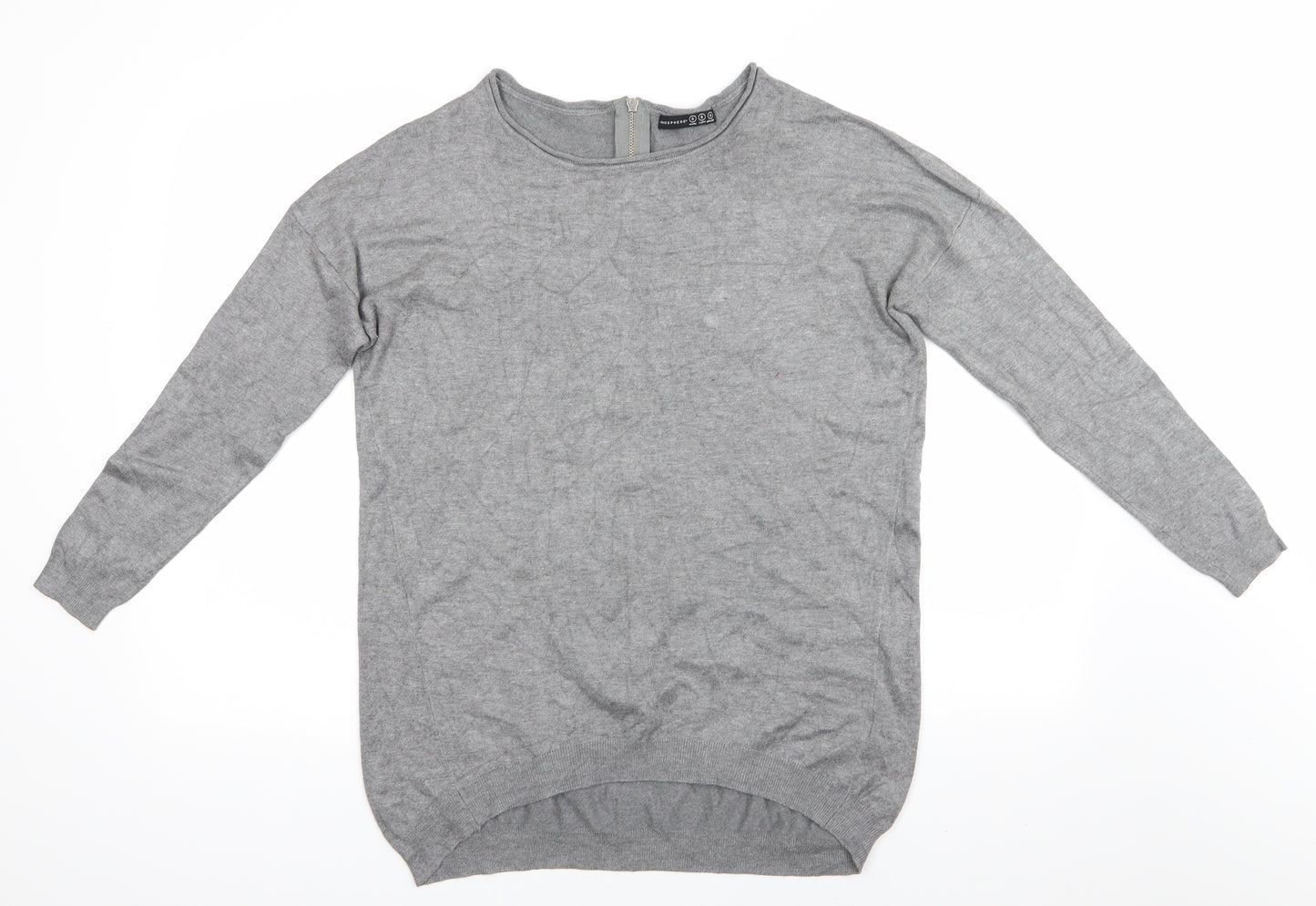 Atmosphere Womens Grey Round Neck  Viscose Pullover Jumper Size S   - Back Zip Mid Grey