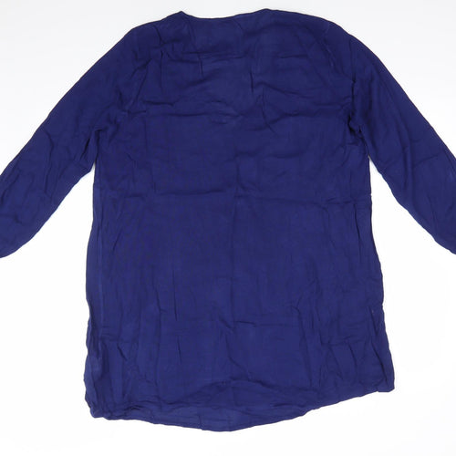 Dorothy Perkins Womens Blue  Viscose A-Line  Size M  V-Neck Pullover - Beach dress  Lace trim Elastic Cuffs