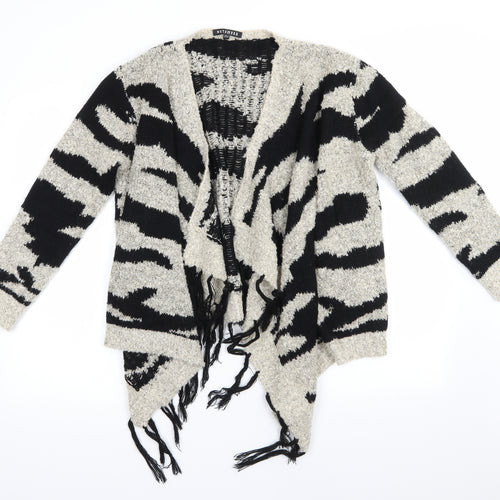 Nushell Womens Beige V-Neck Animal Print Acrylic Cardigan Jumper Size S   - Waterfall Subtle shimmer effect