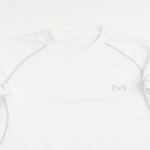 Preworn Mens White  Polyester Pullover Sweatshirt Size 2XL   - Grey top stitching M Motiff